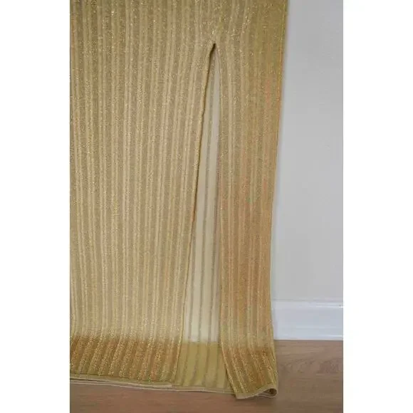 Herve Leger Gold Knit Halter Maxi Gown Size Large - Picture 8 of 11